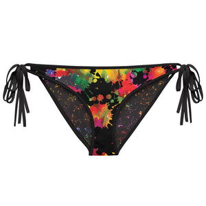 Neon Paint Splotches and Butterflies - Reversible Bikini Bottom