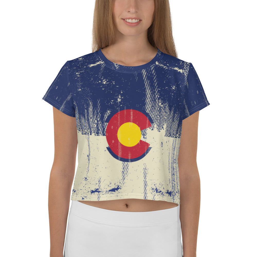 Colorado Grunge Flag - All-Over Print Crop Tee
