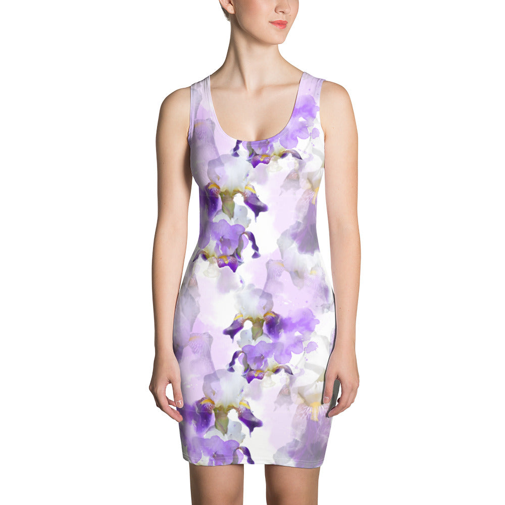 Watercolor Irises - Printed Dress