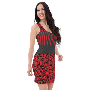 Red and Black Cheetah - Printed Dress