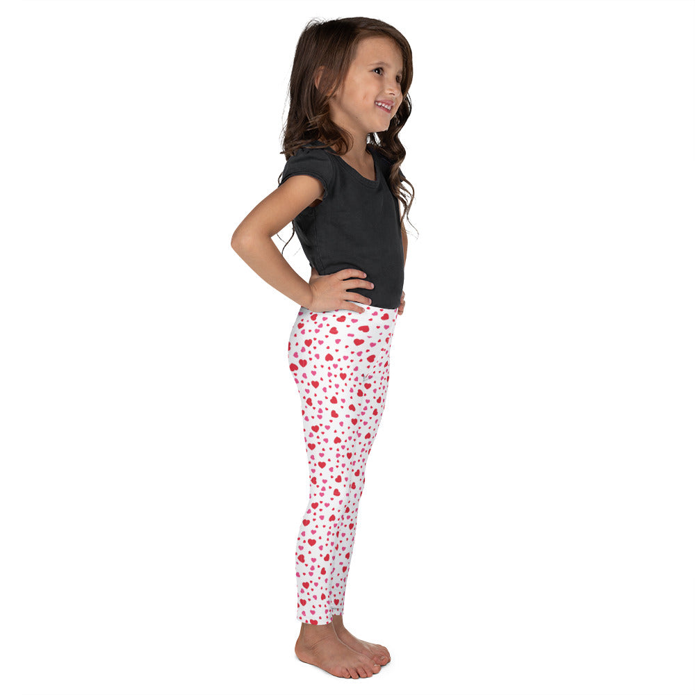 Red Hearts on white - Valentine's Day - Kid's Leggings