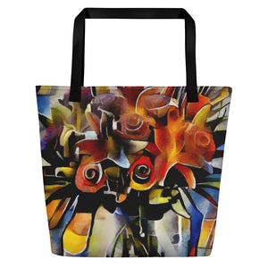 Abstract Wine and Roses - Beach Bag