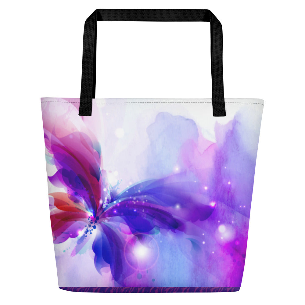 Purple Butterfly Splash - Beach Bag