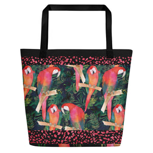 Watercolor parrots - Beach Bag