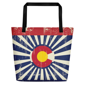 Colorado Flag Grunge - Beach Bag