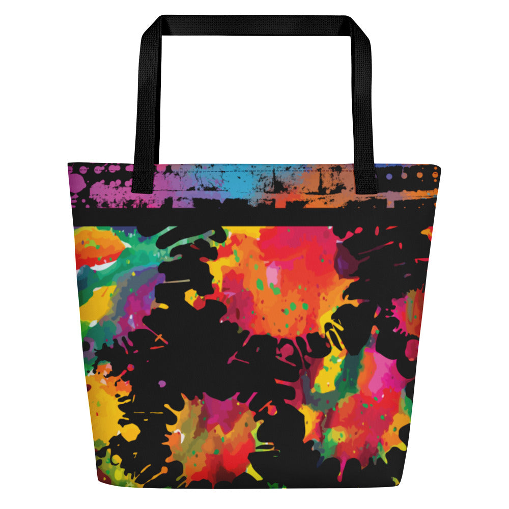 Neon Paint Splotches - Beach Bag