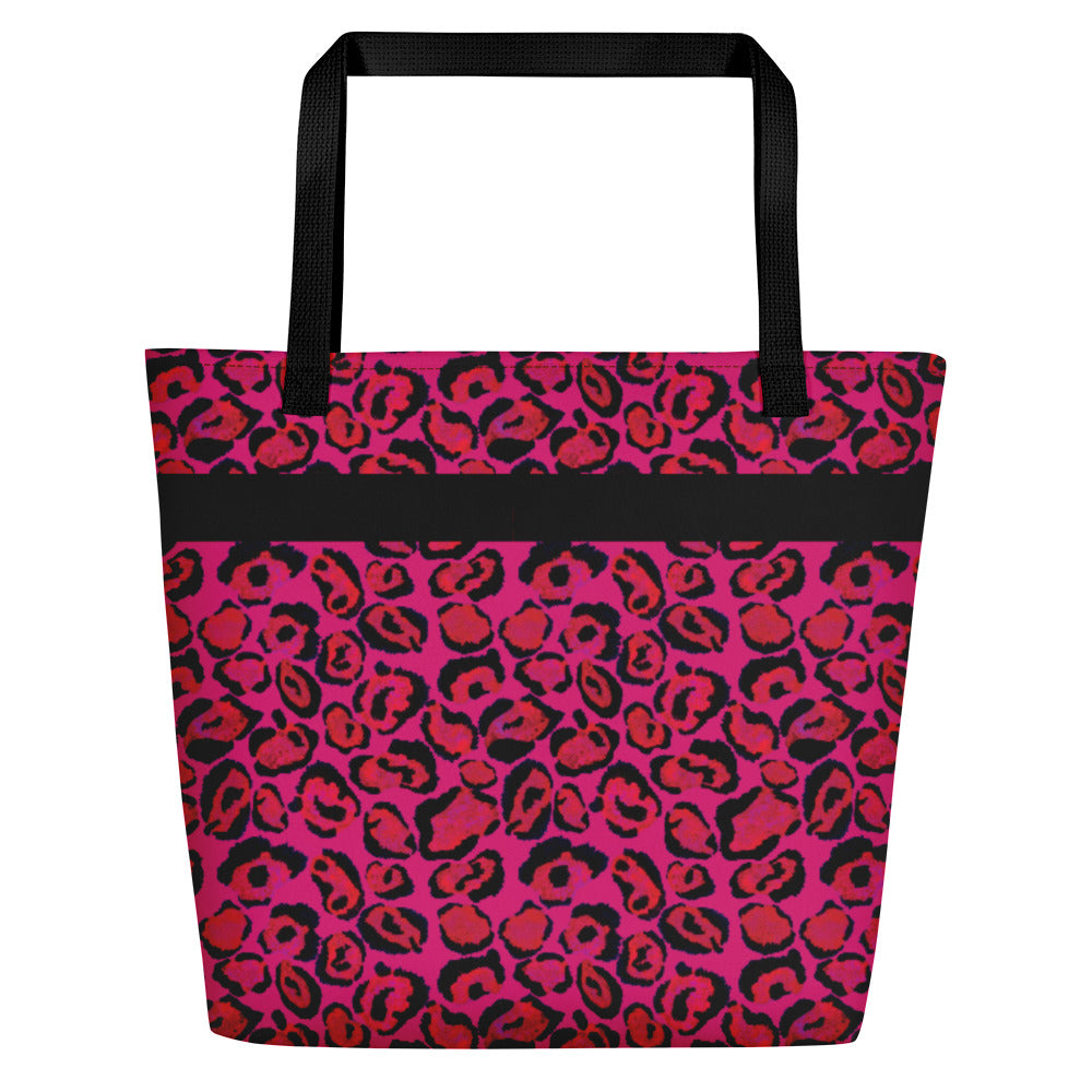 Hot Pink Animal Pattern - Beach Bag