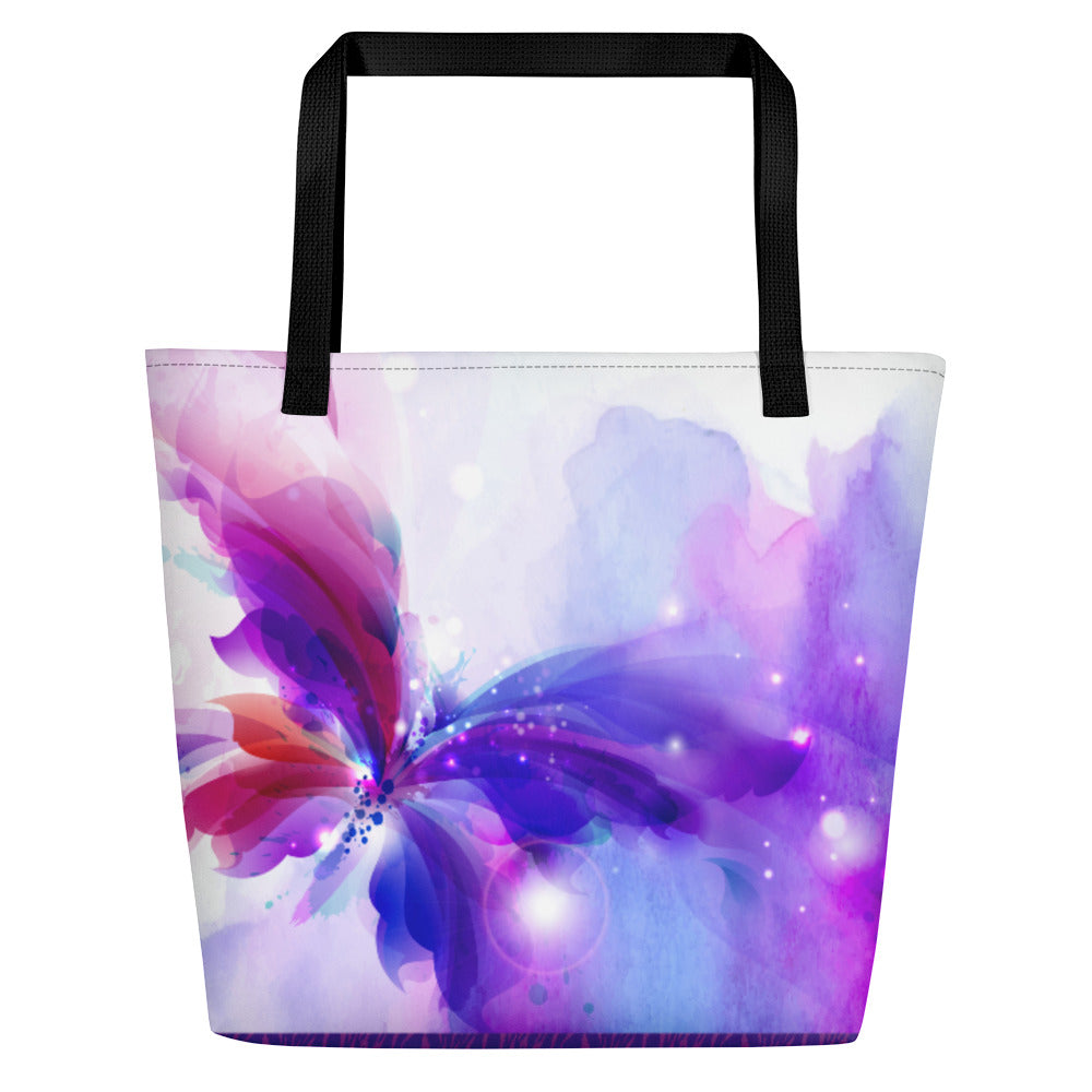 Purple Butterfly Splash - Beach Bag