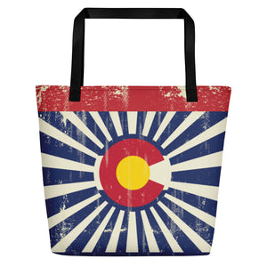 Colorado Flag Grunge - Beach Bag
