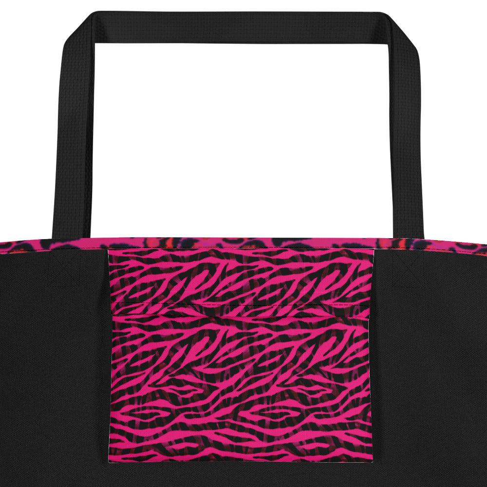 Hot Pink Animal Pattern - Beach Bag