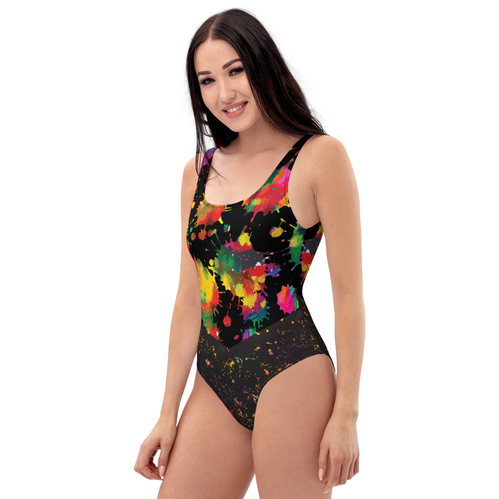 Neon Paint Splothes - One-Piece Swimsuit