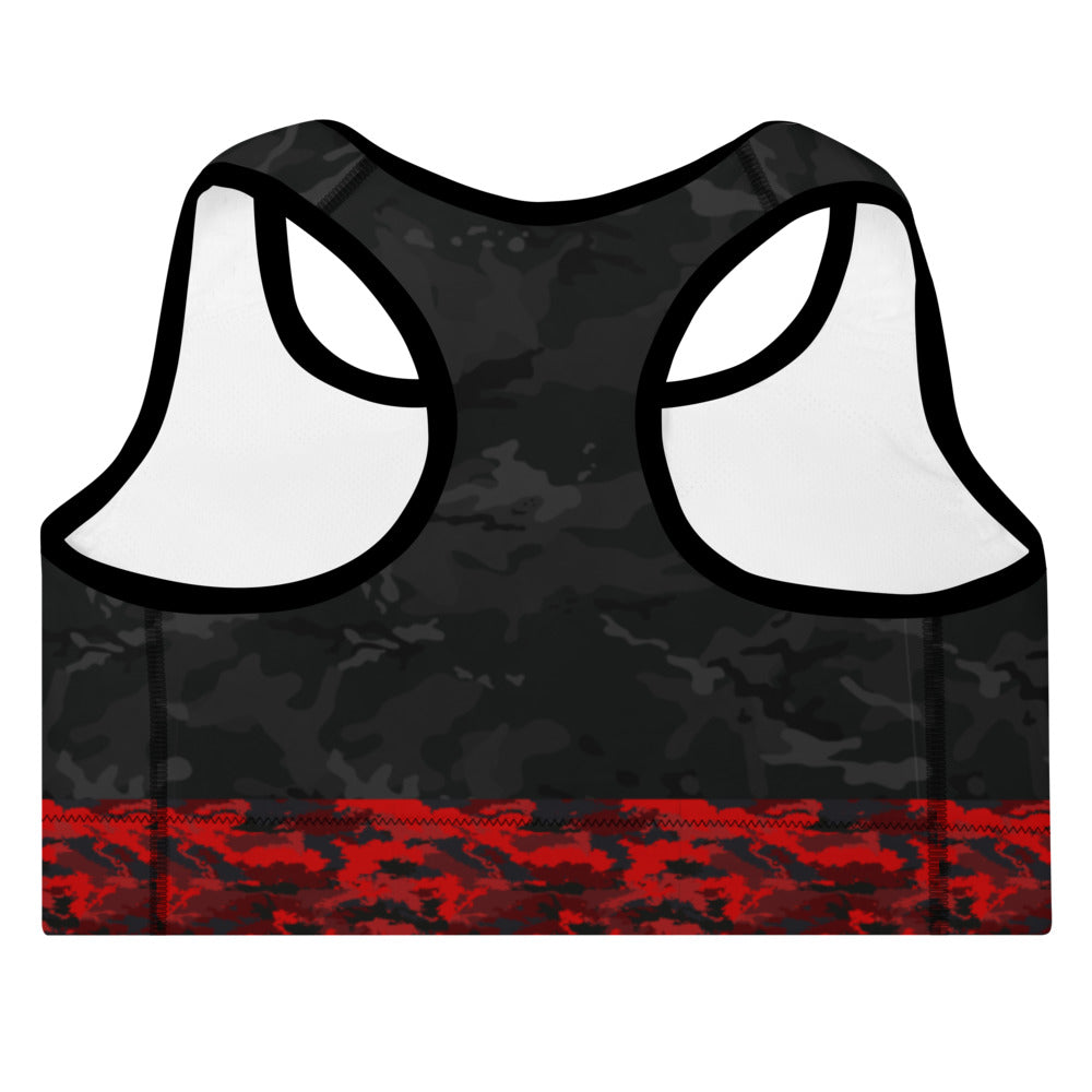 Black and Red Camo - Padded Sports Bra