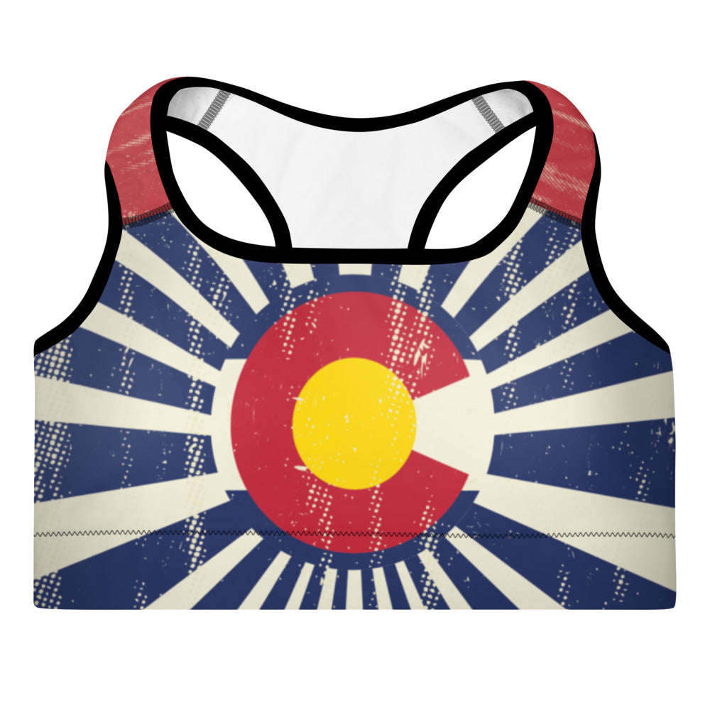 Colorado Flag Grunge - Padded Sports Bra