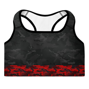 Black and Red Camo - Padded Sports Bra