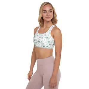 Greens Watercolor Leaves - Padded Sports Bra