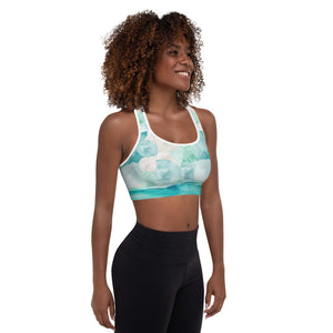 Turquoise Watercolor - Padded Sports Bra