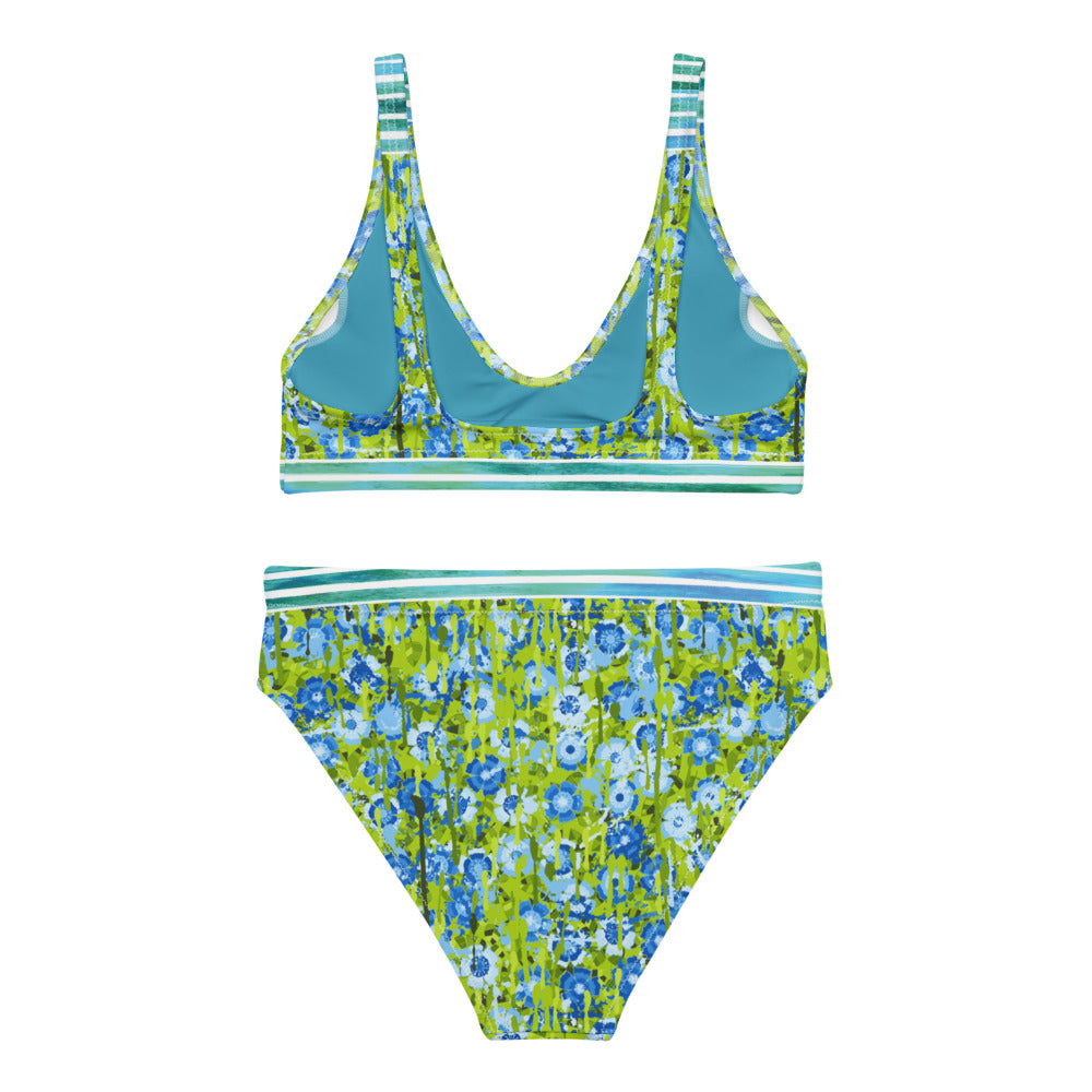 Watercolor Floral - Recycled high-waisted bikini