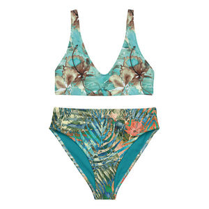 Turquoise Tropical - Recycled High-Waisted Bikini