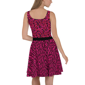 Hot Pink Animal Print - Skater Dress