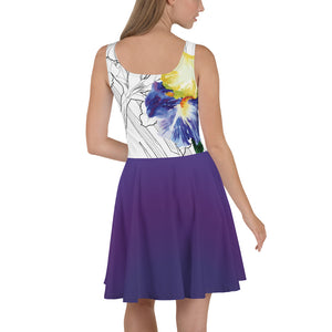 Watercolor Iris on Purple - Skater Dress