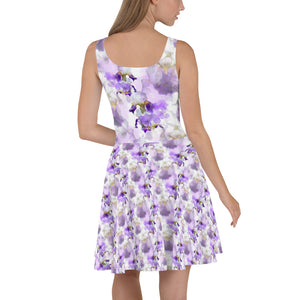 Purple Watercolor Irises - Skater Dress