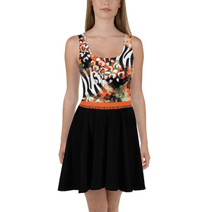 Orange Tiger on Black - Skater Dress