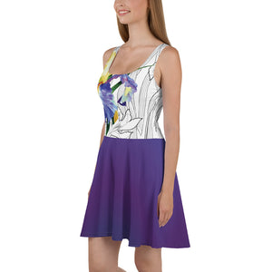 Watercolor Iris on Purple - Skater Dress