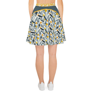 Yellow and Grey Watercolor - Skater Skirt
