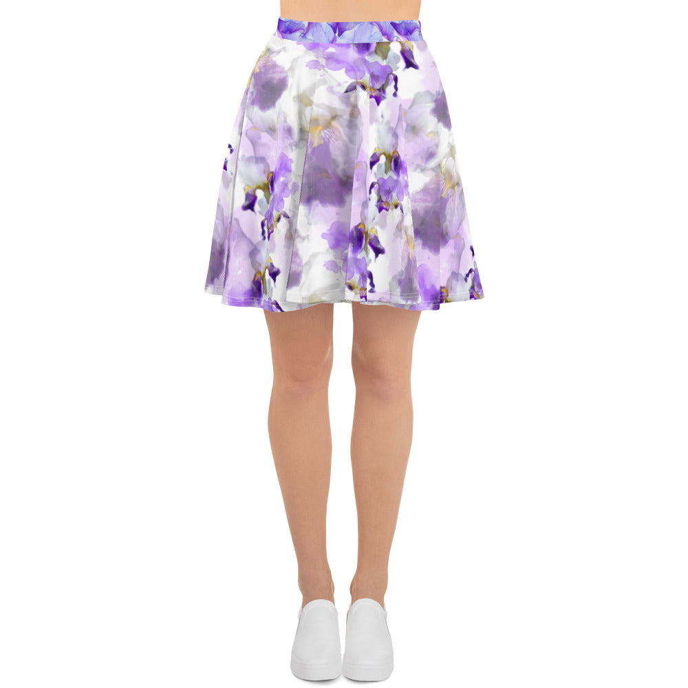 Watercolor Irises - Skater Skirt