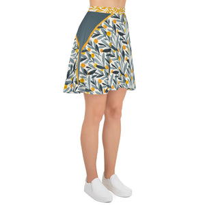 Yellow and Grey Watercolor - Skater Skirt