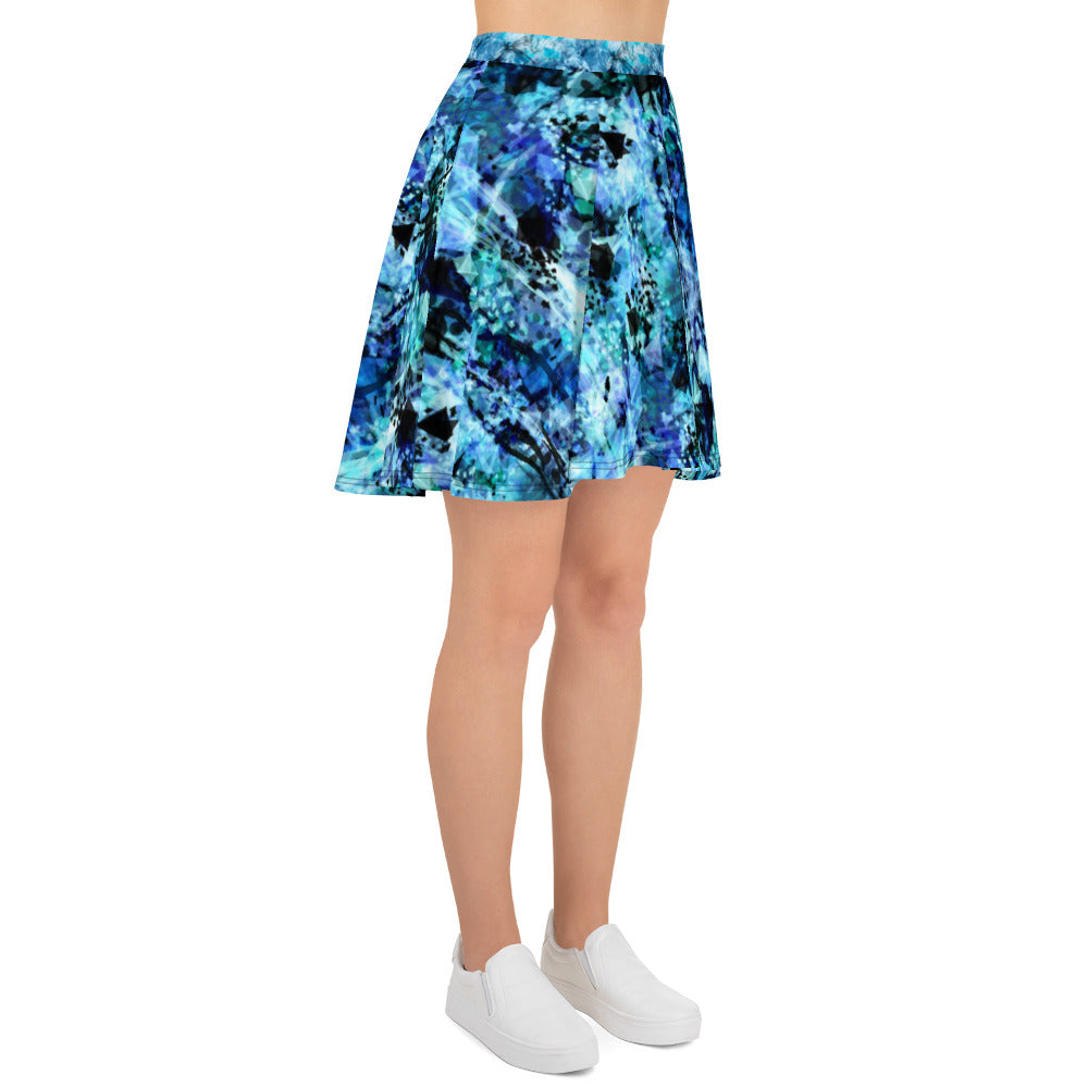 Blue Watercolor Splash - Skater Skirt