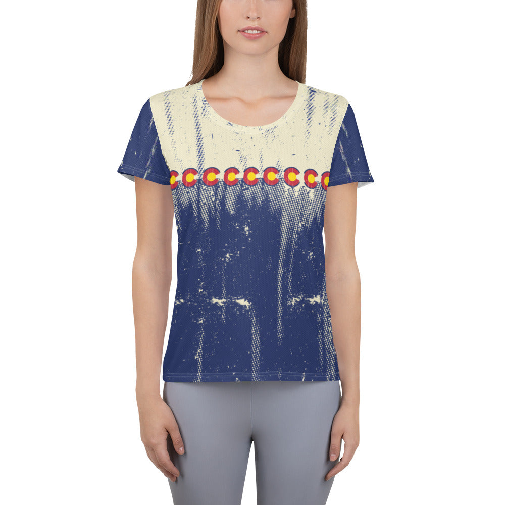 Colorado Grunge Flag - All-Over Print Women's Athletic T-shirt
