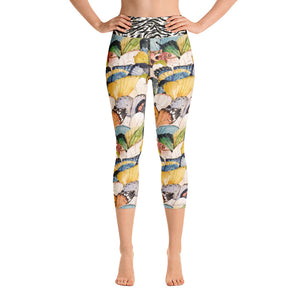 Watercolor Butterflies - Yoga Capri Leggings