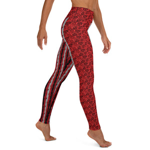 Red Roses and Hearts - Yoga Leggings