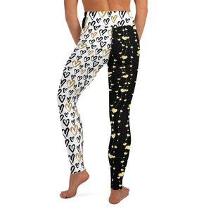 Strings of Black and Gold Hearts - Yoga Leggings