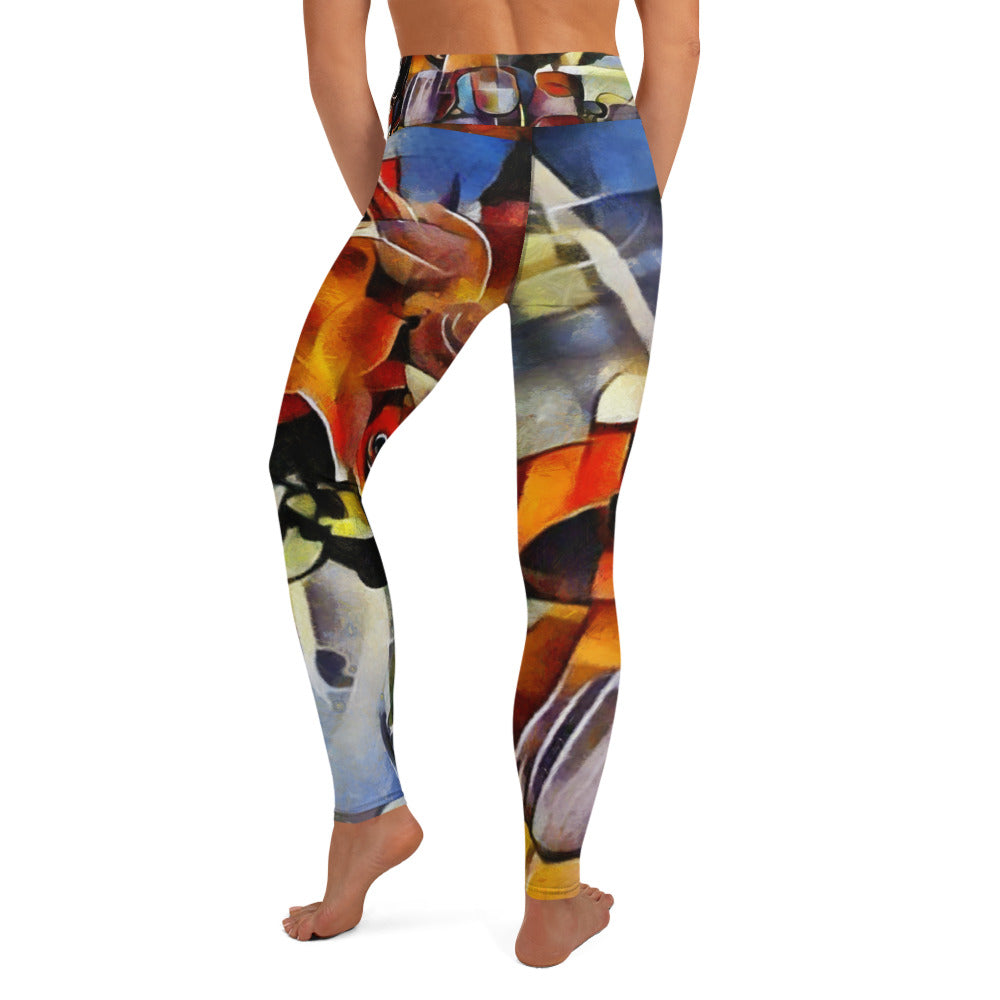 Abstract Wine and Roses - Yoga Leggings