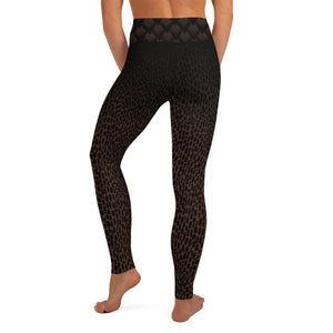 Black Cheetah and Geometric on Brown - Yoga Leggings