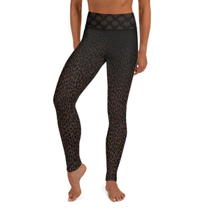 Black Cheetah and Geometric on Brown - Yoga Leggings