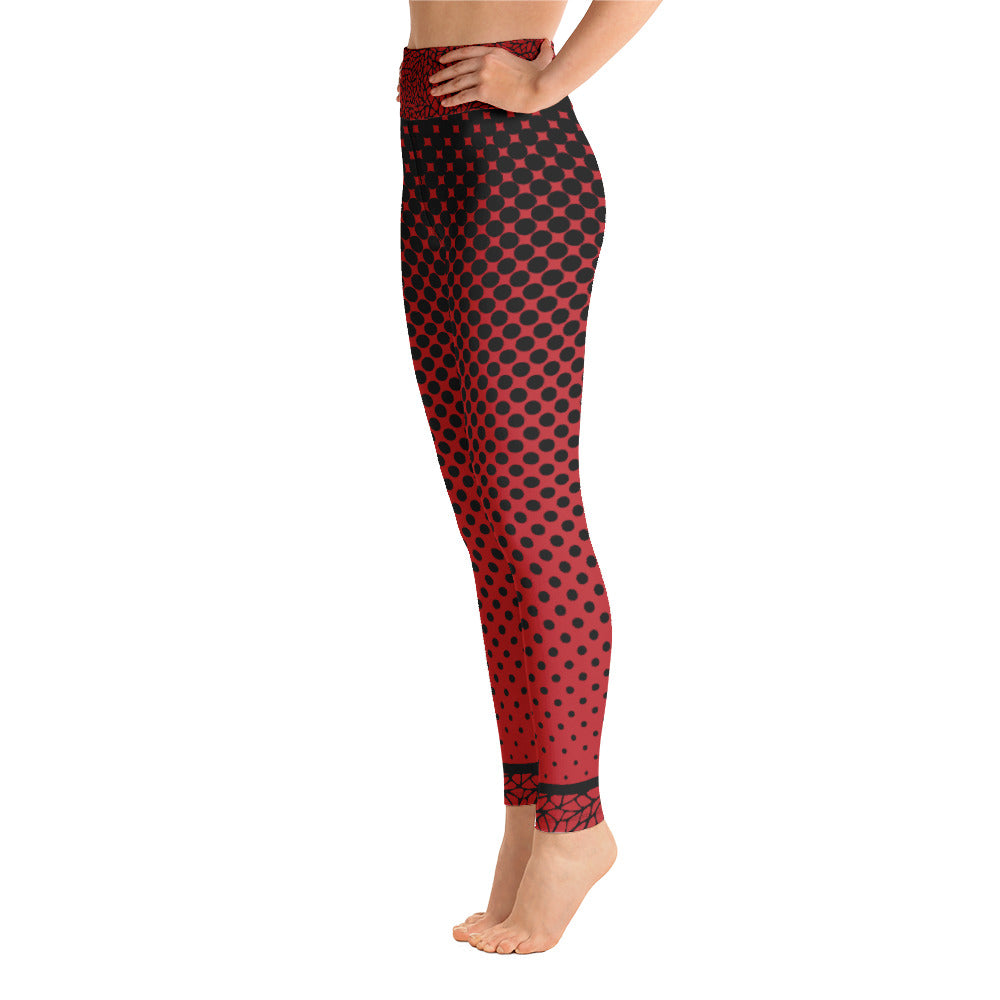 Black and Red Geometric - Yoga Leggings