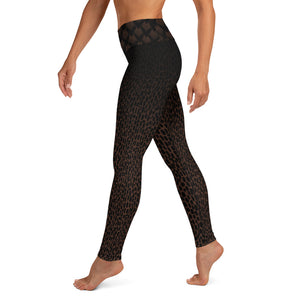 Black Cheetah and Geometric on Brown - Yoga Leggings