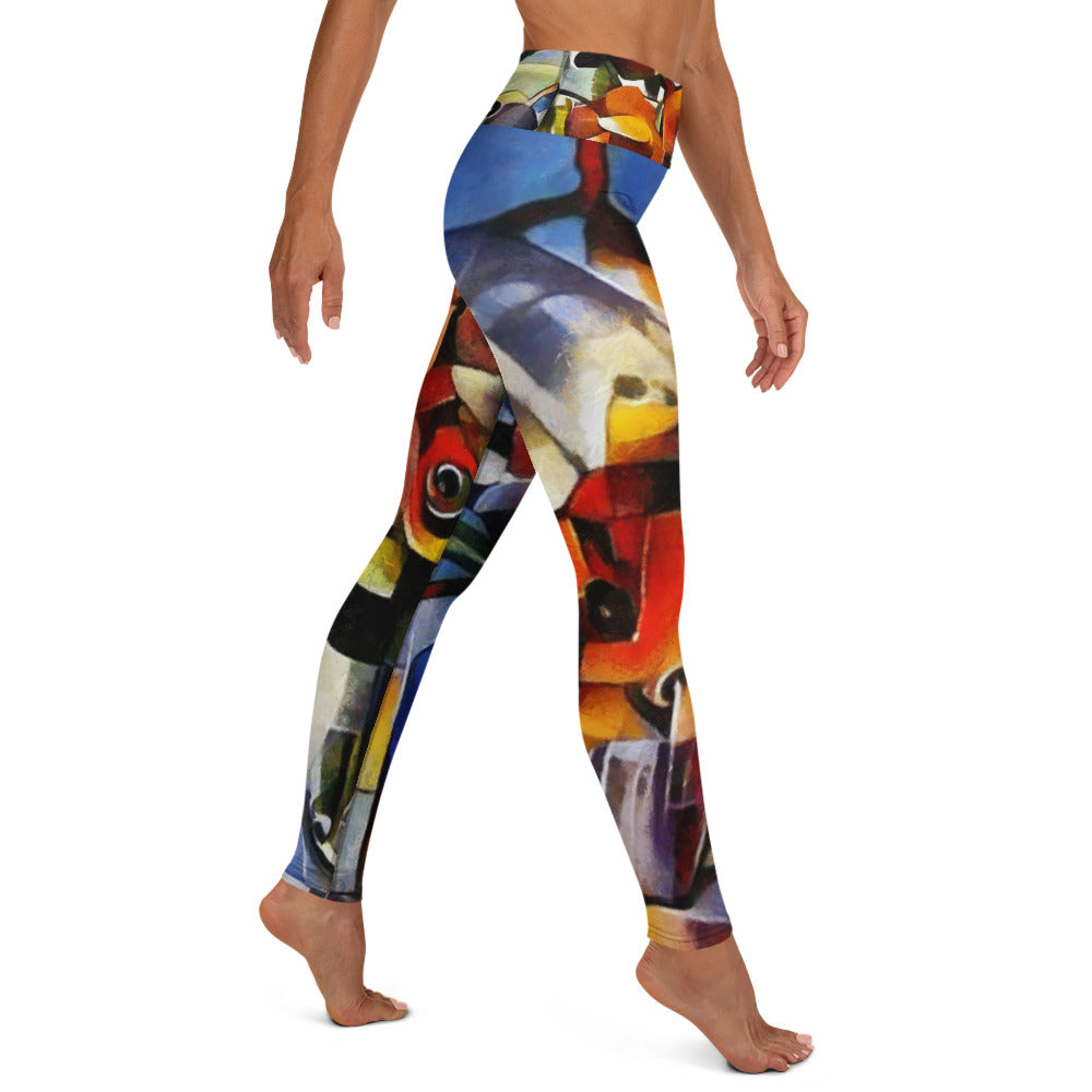 Abstract Wine and Roses - Yoga Leggings