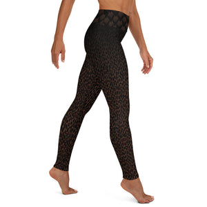 Black Cheetah and Geometric on Brown - Yoga Leggings