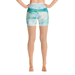 Turquoise Watercolor - Yoga Shorts
