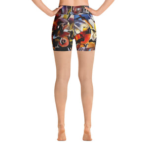 Abstract Wine and Roses - Yoga Shorts