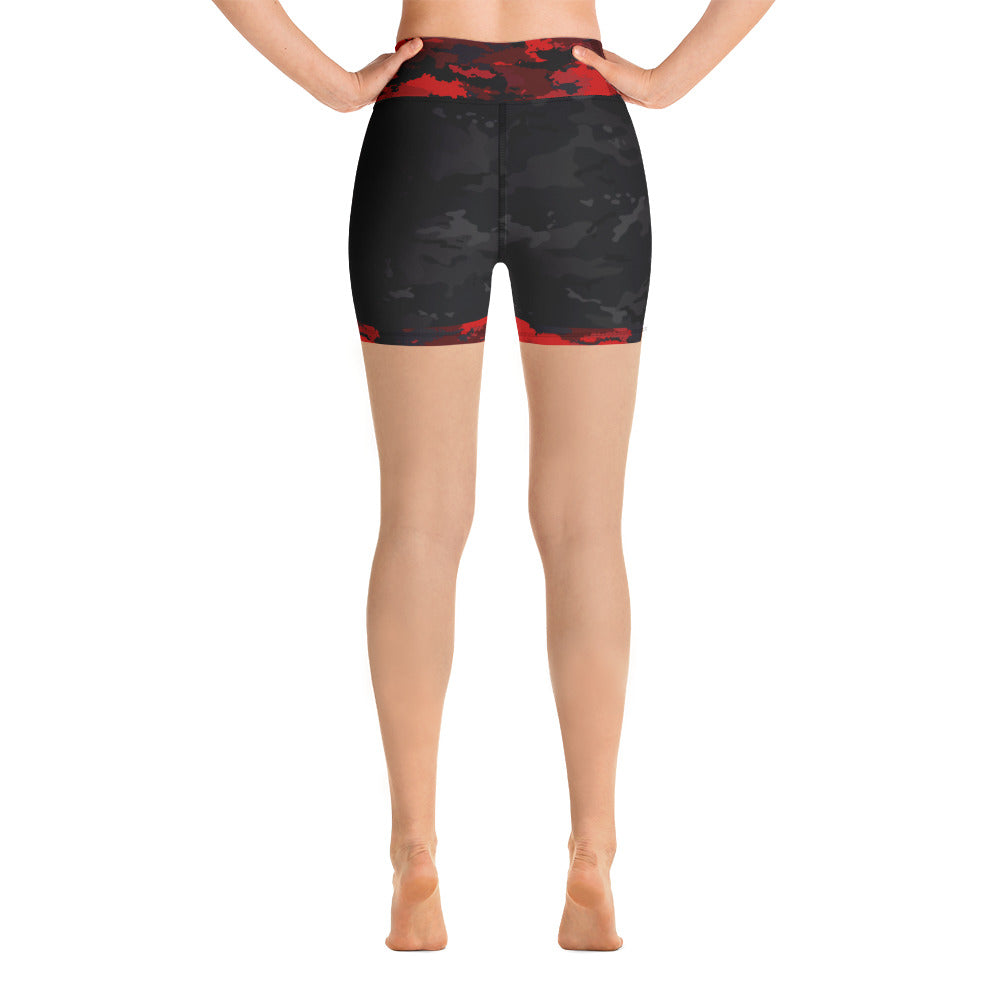Red and Black Camo - Yoga Shorts