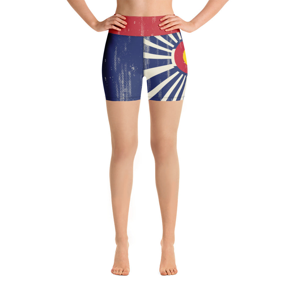 Colorado Flag Grunge - Yoga Shorts
