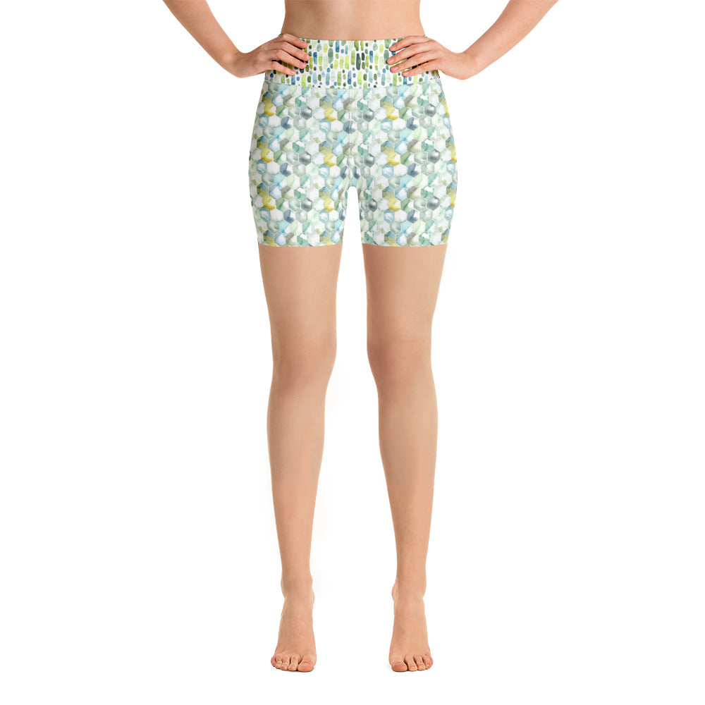 Watercolor Hexagons - Yoga Shorts