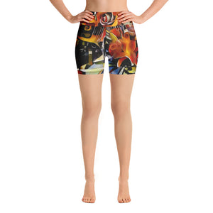Abstract Wine and Roses - Yoga Shorts