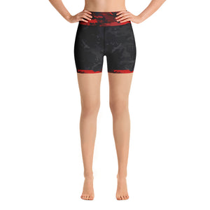 Red and Black Camo - Yoga Shorts