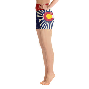 Colorado Flag Grunge - Yoga Shorts